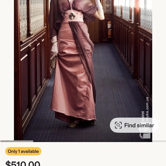 Edwardian Red and Black 1910s Ball Gown, Titanic English Rose Historical Dress - Picture 3 of 7